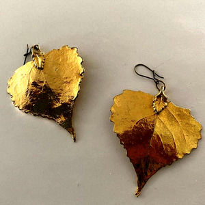 vintage gold dipped leaf earrings